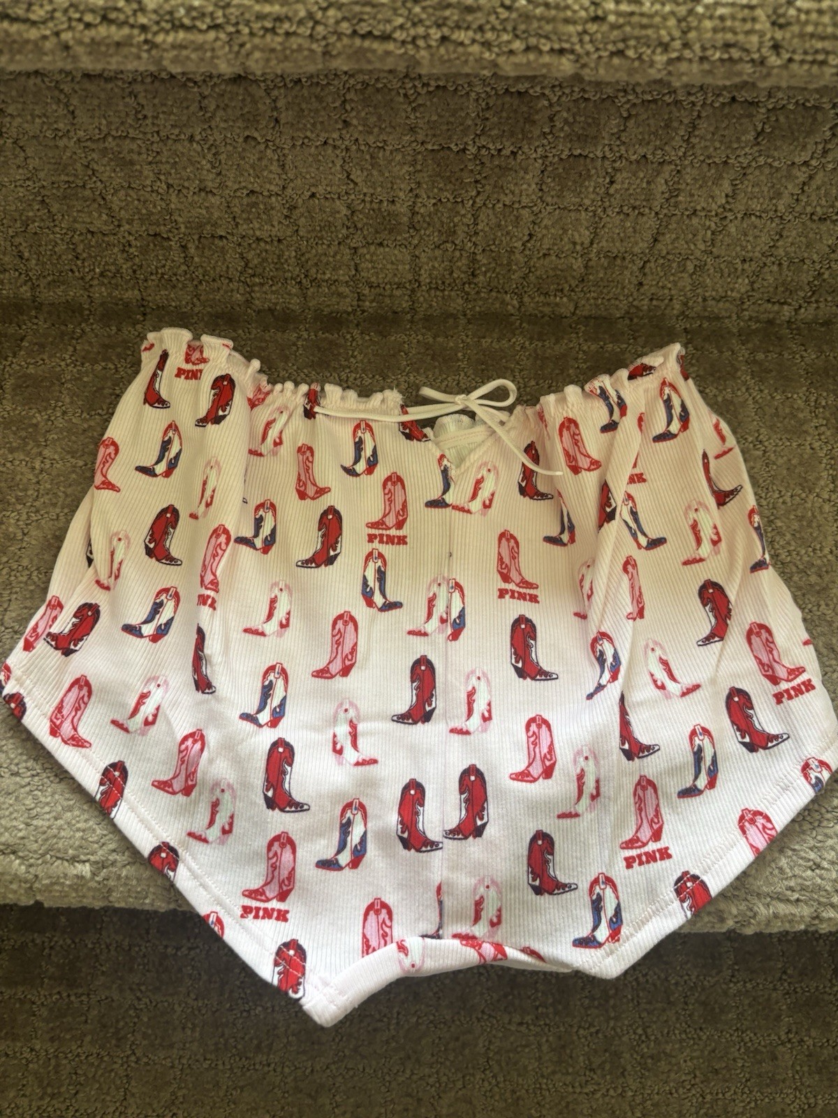 Victoria’s Secret PINK NWT S Pink Cowgirl Boots Boyshort Panty Ruffle Cutout
