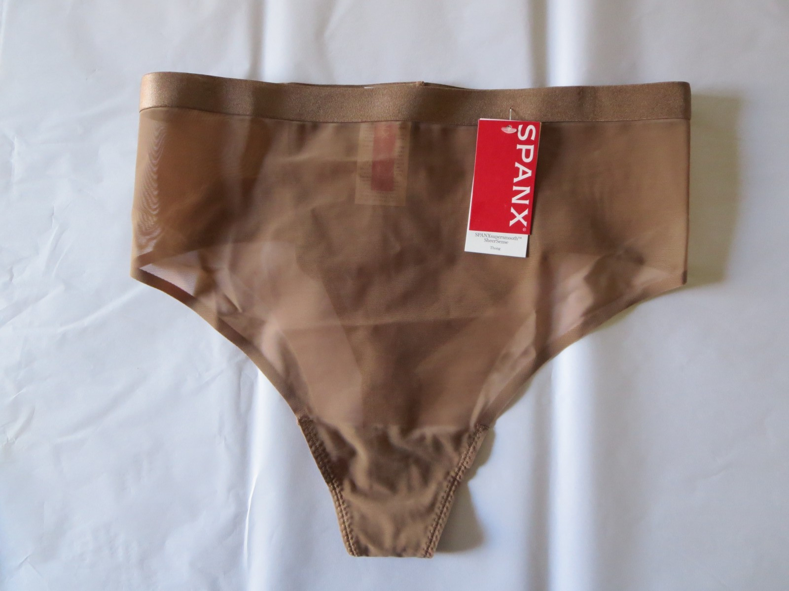 SPANX #10574R SUPER SMOOTH SHEER SENSE THONG PANTY, XL, CAFE AU LAIT, NWT $38