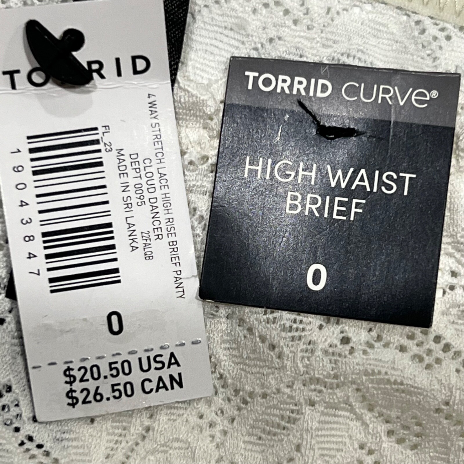 NWT TORRID High Waist Brief Pantie Sz 0X-1X-3X-4X Ivory Cream Lace
