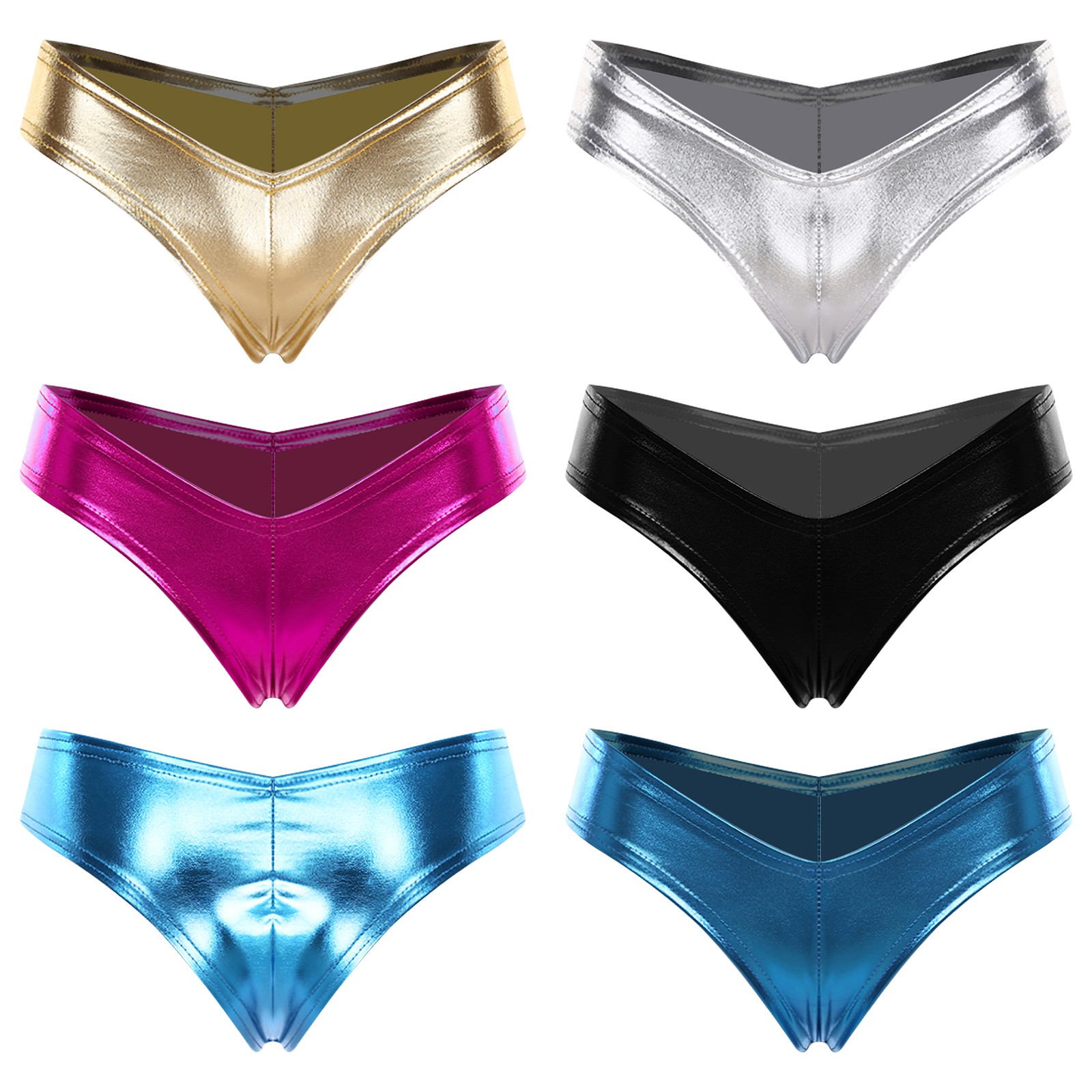 Women Thongs Elastic Panties Color Briefs Glossy Underwear Exposed Bikini Club