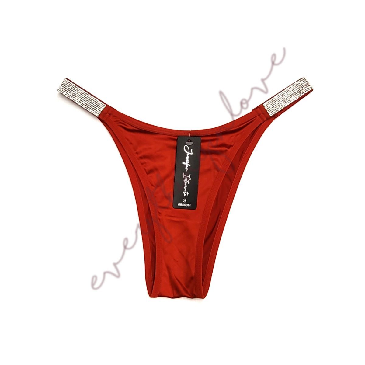 Brilliant Rhinestone Straps Shiny Satin Cheeky Knicker Brazilian Thong Panties