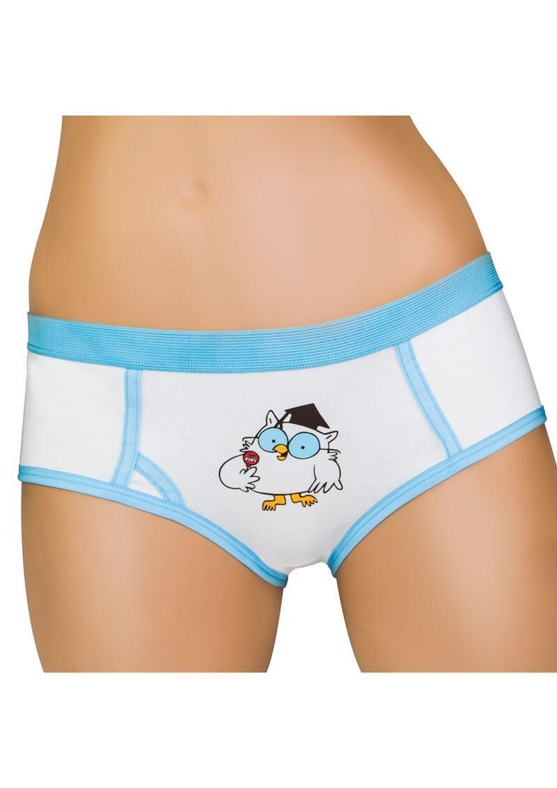 Tootsie Roll Owl Boyshort Candy Pantie White Baby Blue Logo Lingerie Gift – SZ L