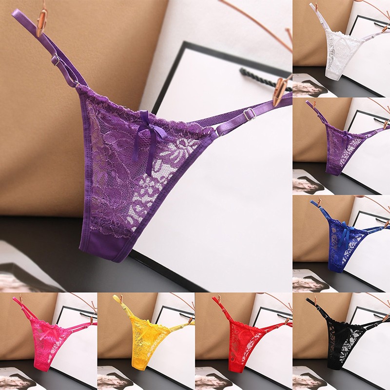 7 Pack Lot Sexy Womens Lace Panties Underwear Thongs G-String Transparent Briefs