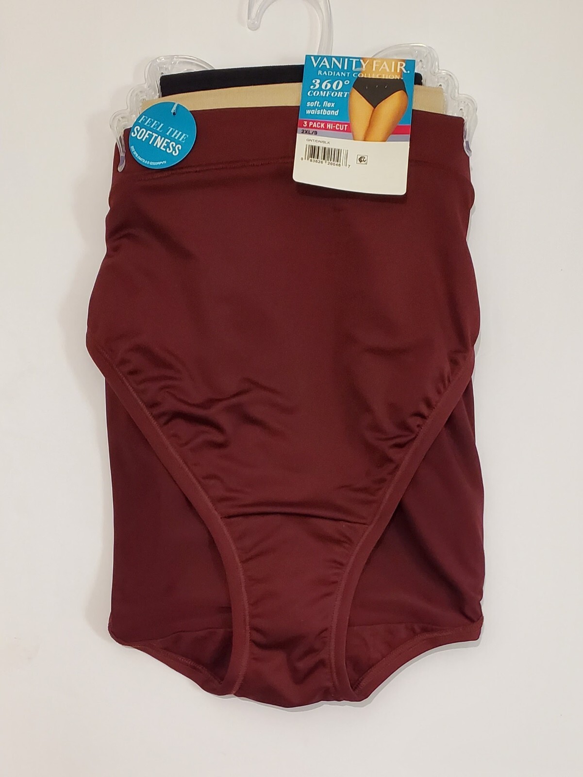 Vanity Fair PLUS Radiant 360 Comfort Soft Hi-Cut 3-Pk Wine, Beige, Black 2XL-5XL