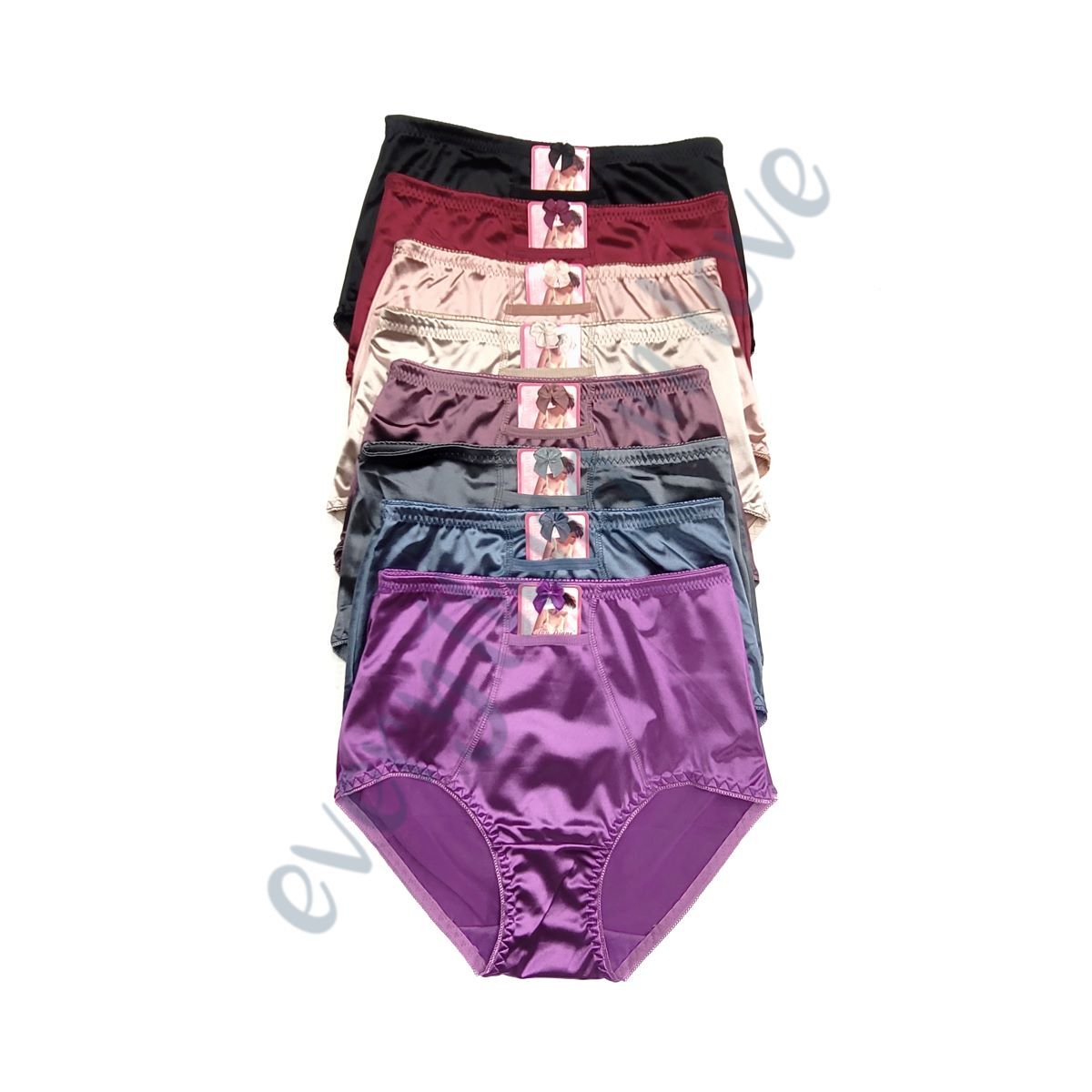 Women Shiny Satin Pocket High Waist Full Coverage Brief Girdle Panties Underwear