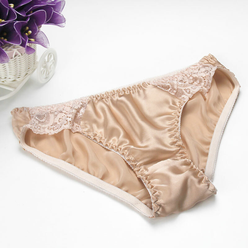 3 Pairs/lot Womens 100% Silk Sexy Panties Bikinis Underwear Knickers High-cut
