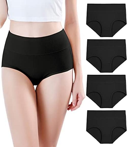 Women’s Modal Underwear Soft High Waist Briefs Ladies Panties 4 Large Black