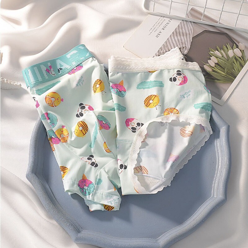 Couples Underwear Ice Silk Cartoon Cute Summer Cool Antibacterial Breathable