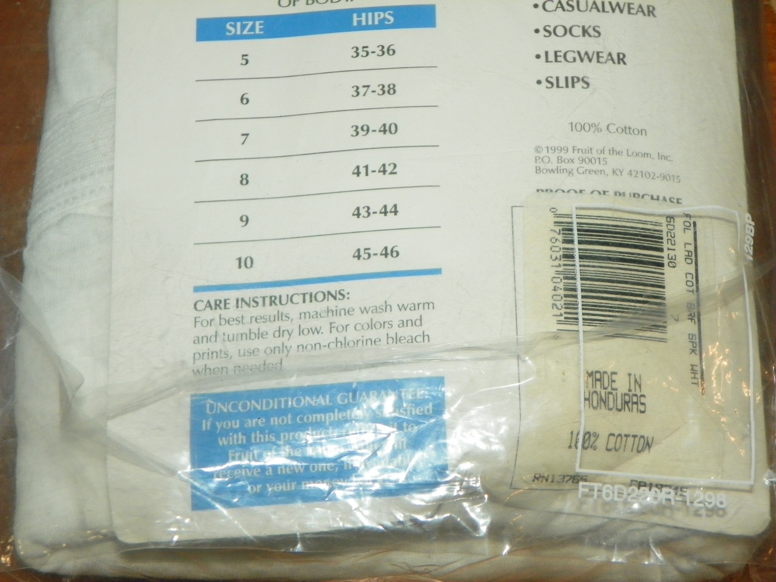 Lot 2 pkg NOS 1999 Fruit Of The Loom 6 Pack Cotton Brief Panties Women’s Size 7
