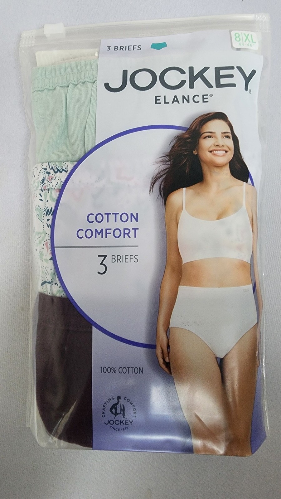 Jockey Elance Cotton Comfort Brief Panties – Size 7 – 3 Pack Mixed Pinot Purp