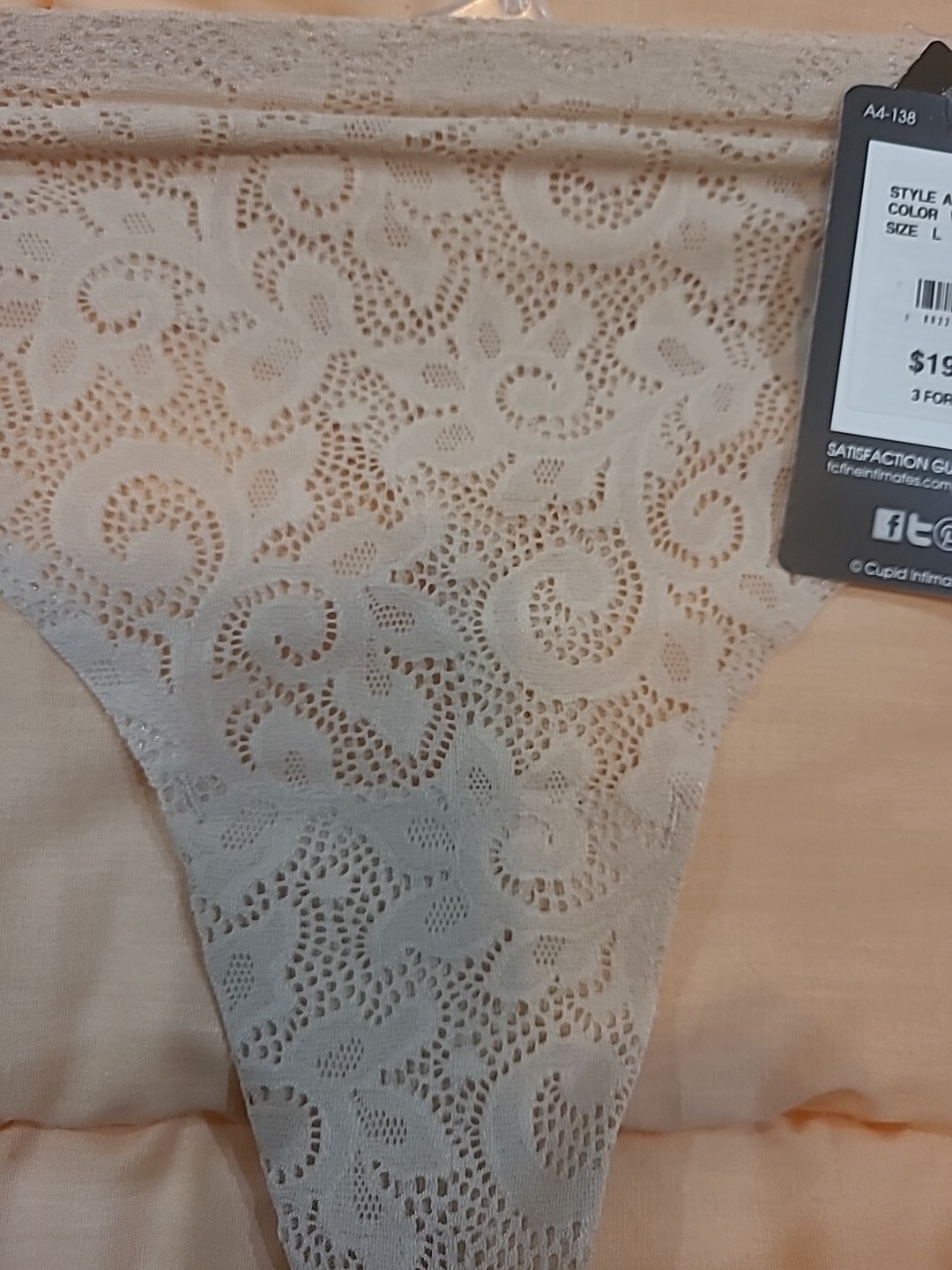 TC Fine Intimates A4-138 SeXy All Over Elegant LuXe Lace Thong NWT Large $19.50