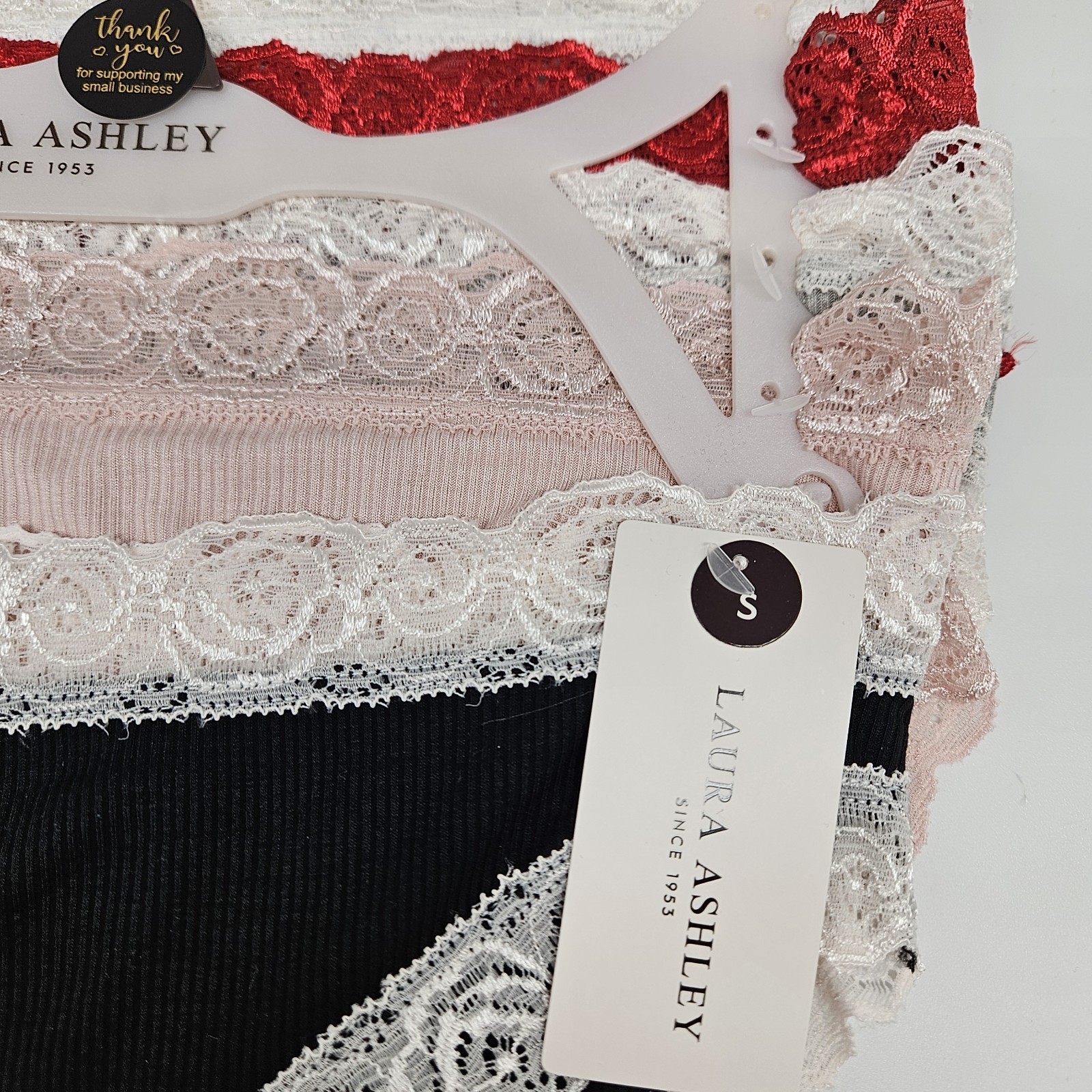 LAURA ASHLEY 5 Pk Women S M L XL Rose Lace Trim Soft Panties Gray Red Pink Black