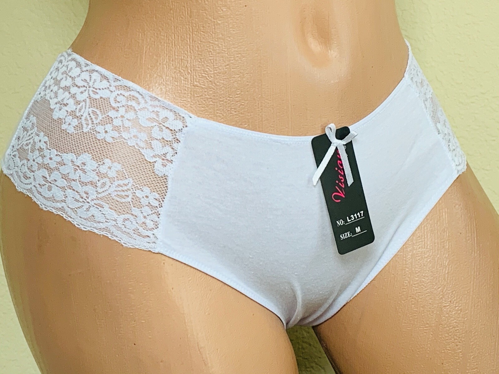 6- 12 Bikini Lace CHEEKY Panties 95% COTTON BLEND PANTIES L3117 Underwear S-2XL