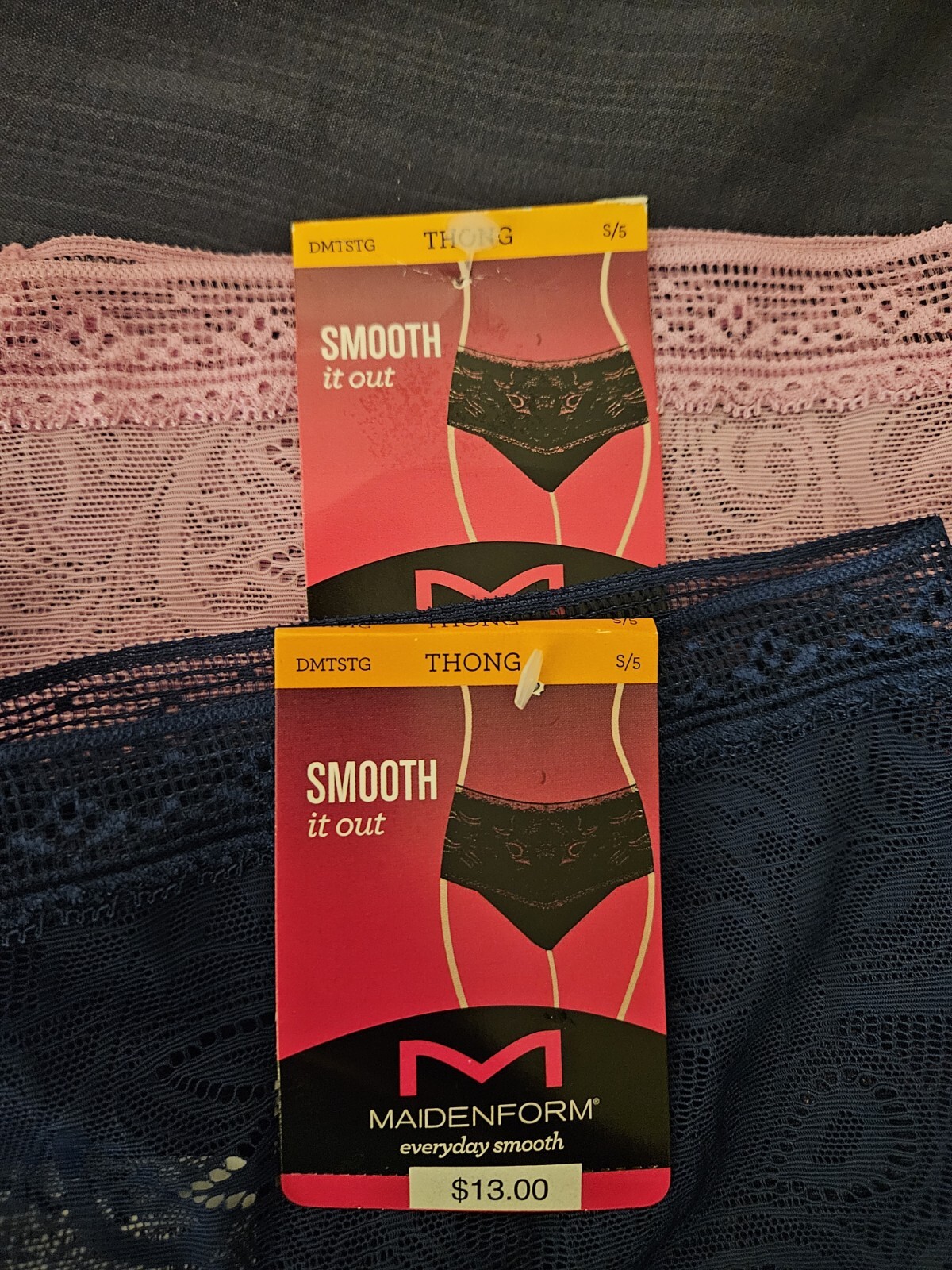 Maidenform Smooth It Out Lace Underwears Thong Panties Size S NWT 2 Pairs