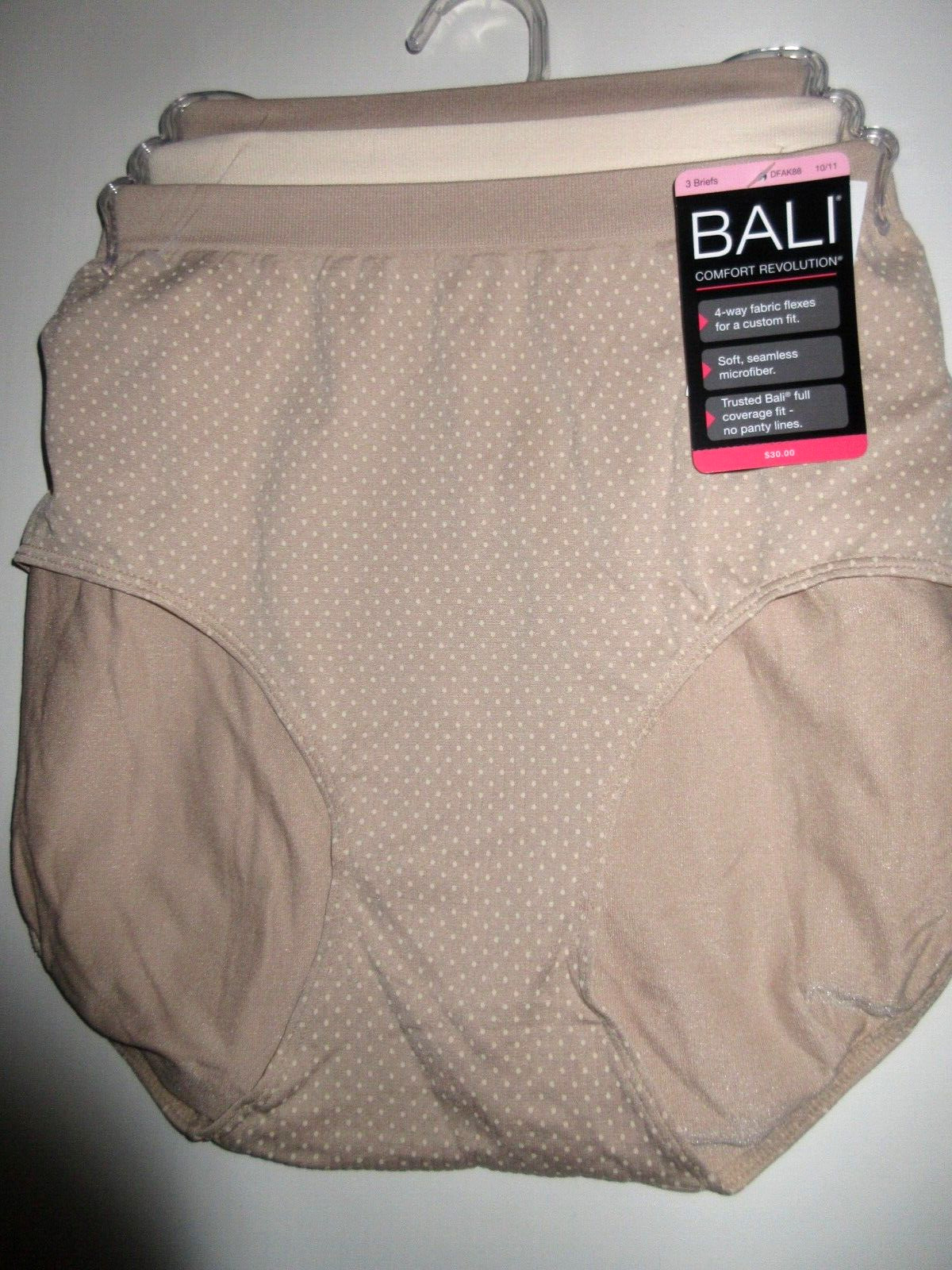 Bali 3-Pair BRIEF Underwear Panties Comfort Stretch Nylon seamless beige ~ 10/11