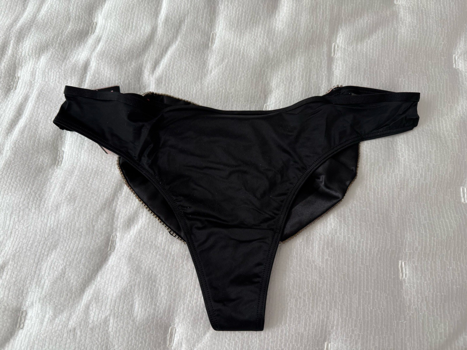 victoria secret lingerie Bow Thong Black Panty Size Large
