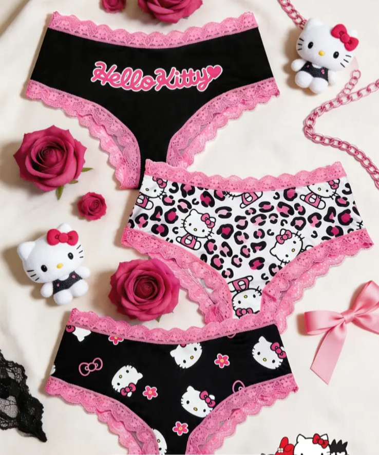 Sanrioom & Hello Kitty Collaboration Cute Cartoon Kawaii Pink Brief Panty L 3 pk