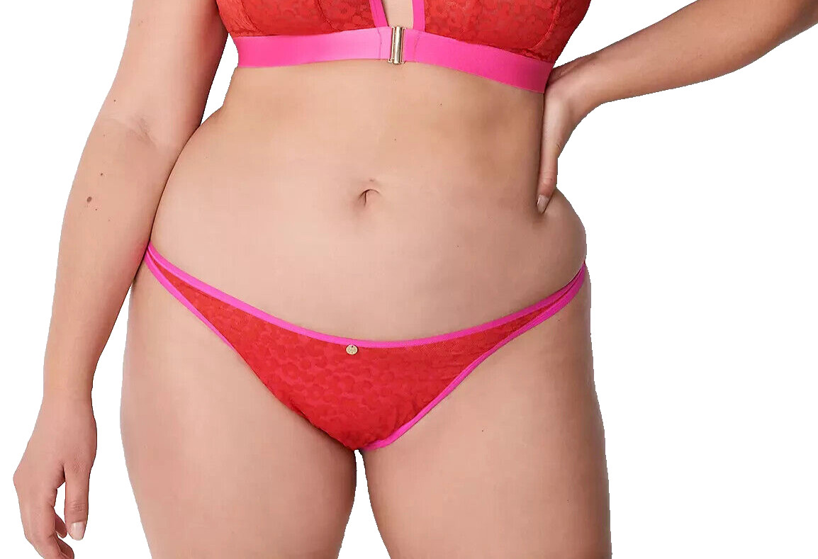 Cacique~New With Tags~Red Animal Lace Dipped Thong~Size 14-16W (XL-0X)
