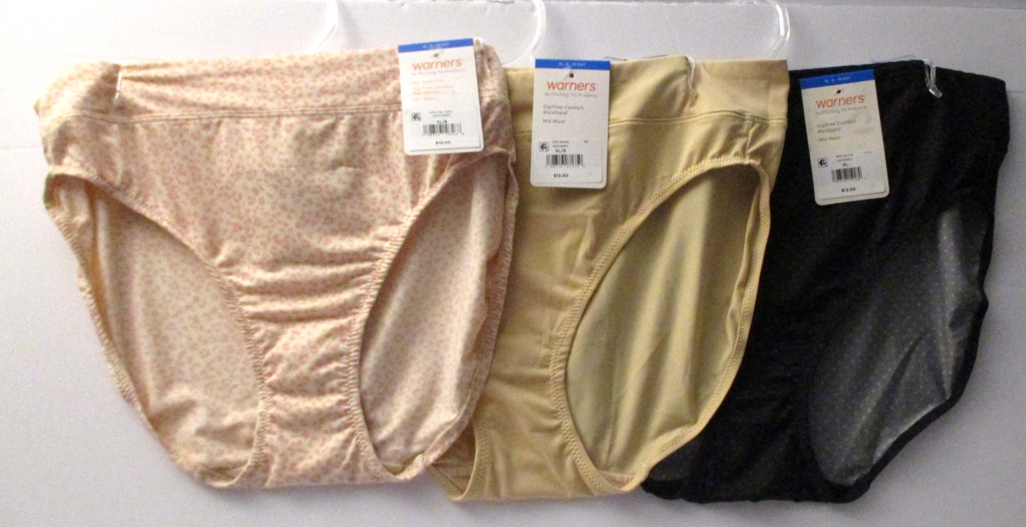Warners hi cut panties~3 pair with Dig-Free Comfort size 8/XL style 5138J