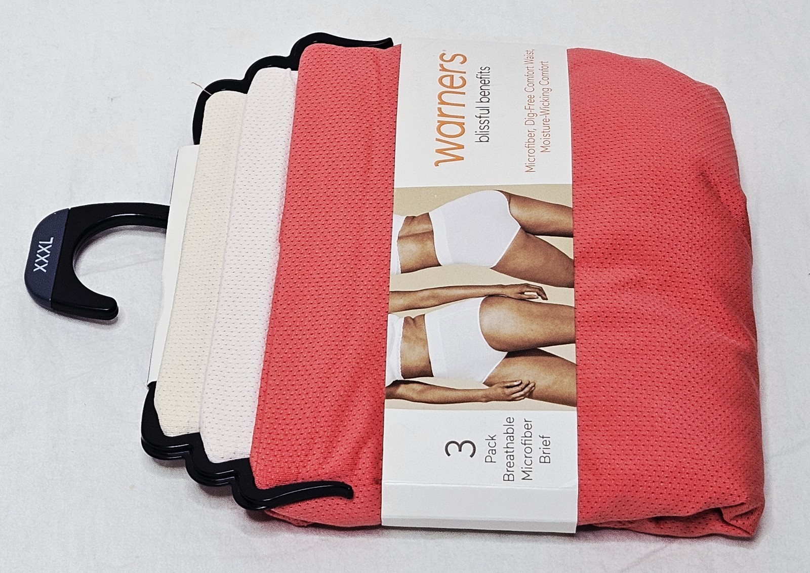 Warners Blissful Benefits Hi-Cut Microfiber Brief Pink 3 Pack Choose XL or 3XL