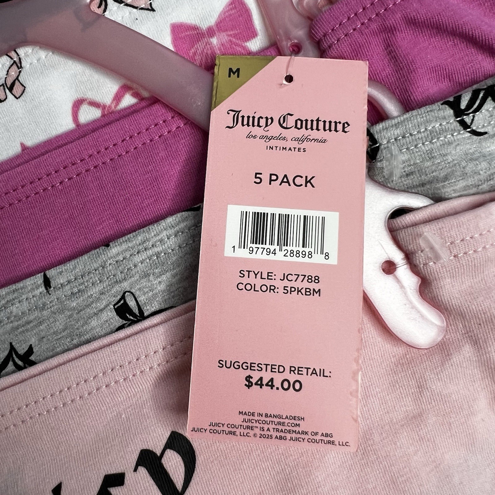 Juicy Couture Women’s Panties Sz Medium Lot/5 Bikinis Multi Colors Tagless