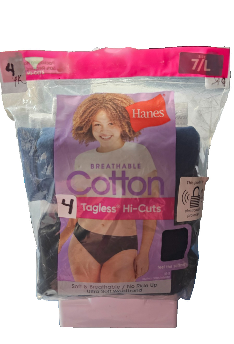 Hanes Young women’s Tagless High Cut Panties 4-Pack Size 7/L 100% Cotton
