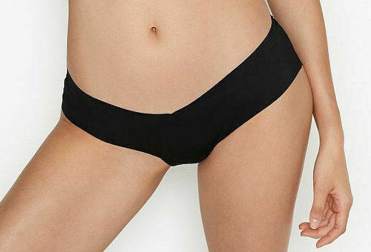 L NOIR Black Victorias Secret NoShow FULL Back Floral Lace Hiphugger Pantie