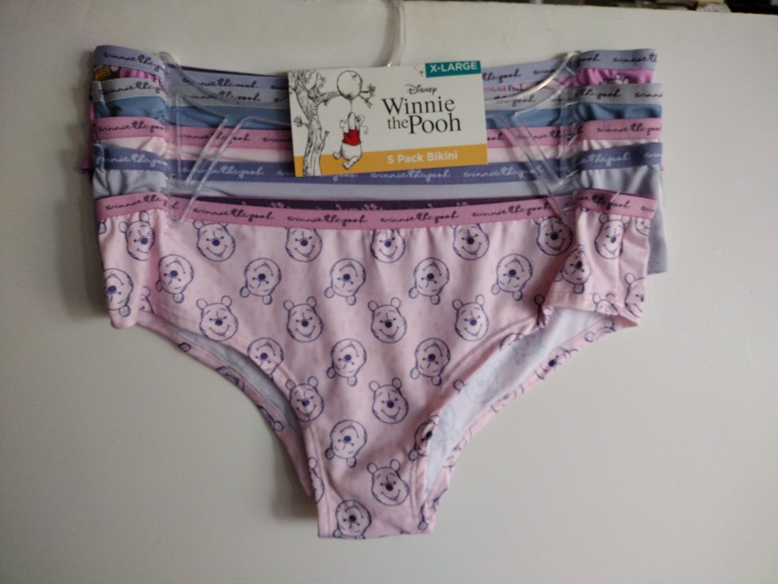 DISNEY XL JUNIOR Vintage Winnie The Pooh Adult Cotton 5 Bikini Panties NWT