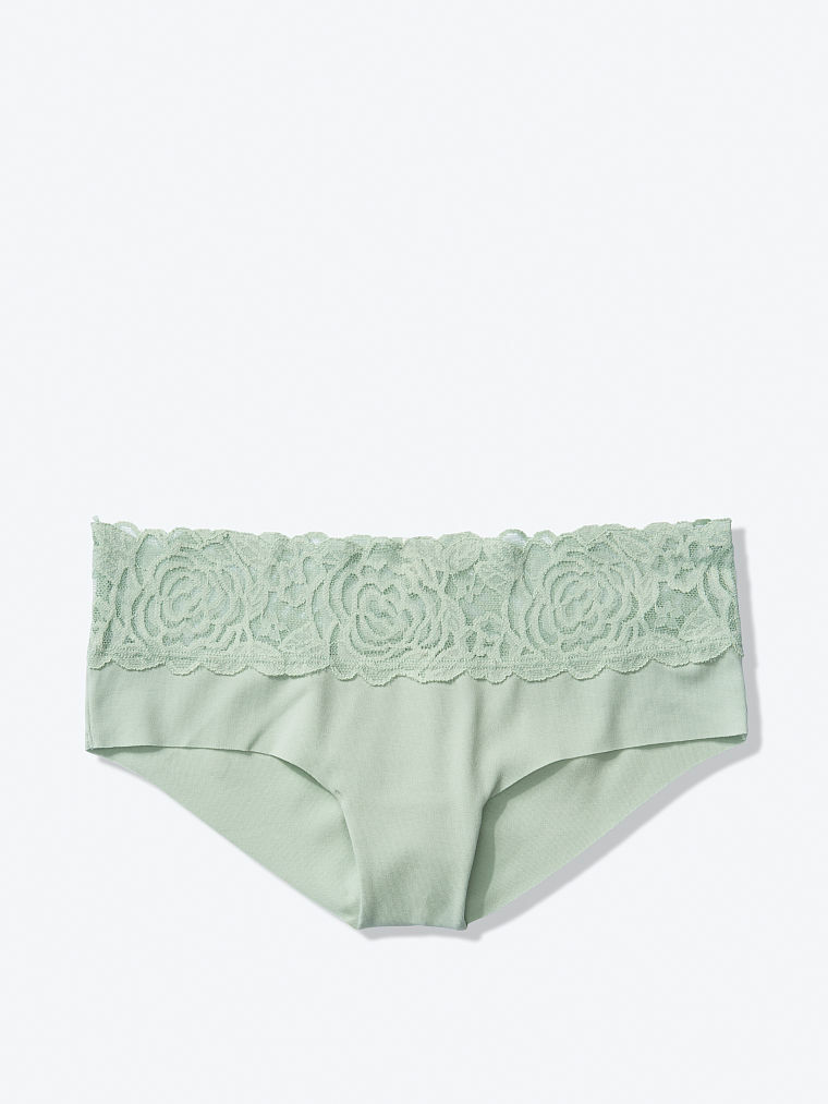 L Soft Sage Green PINK Cotton NO SHOW Victorias Secret Hipster Hiphugger Pantie