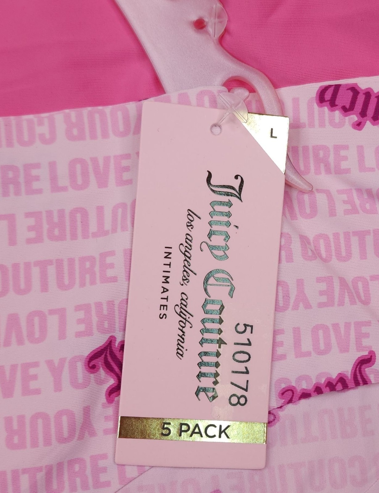Juicy Couture 5-Pack Seamless No Panty Lines Hipster Panties Size L Nylon Soft