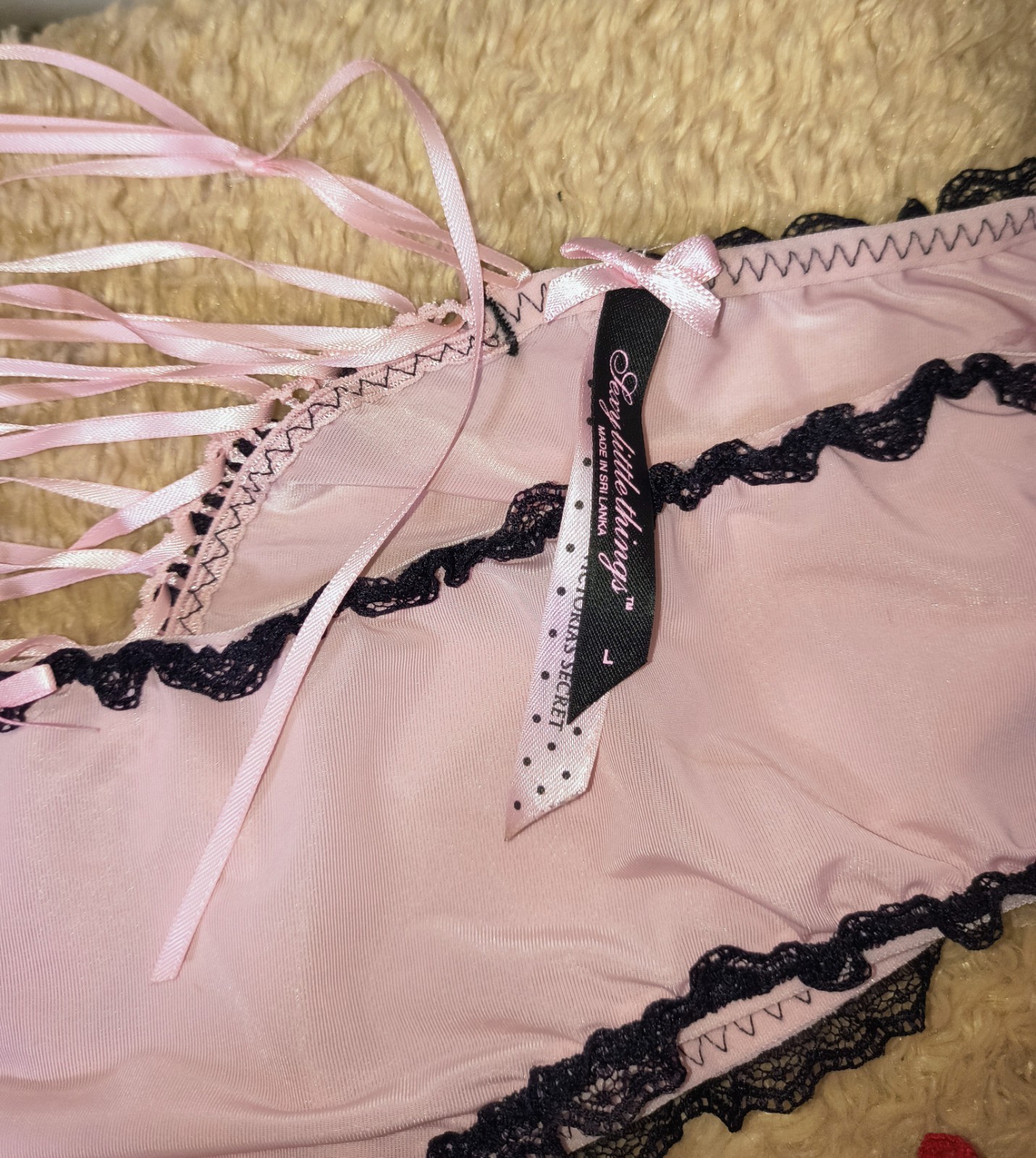 NWOT (3) Women’s LG Victoria’s Secret Sexy Little Things Lace & Lace-Up Panties