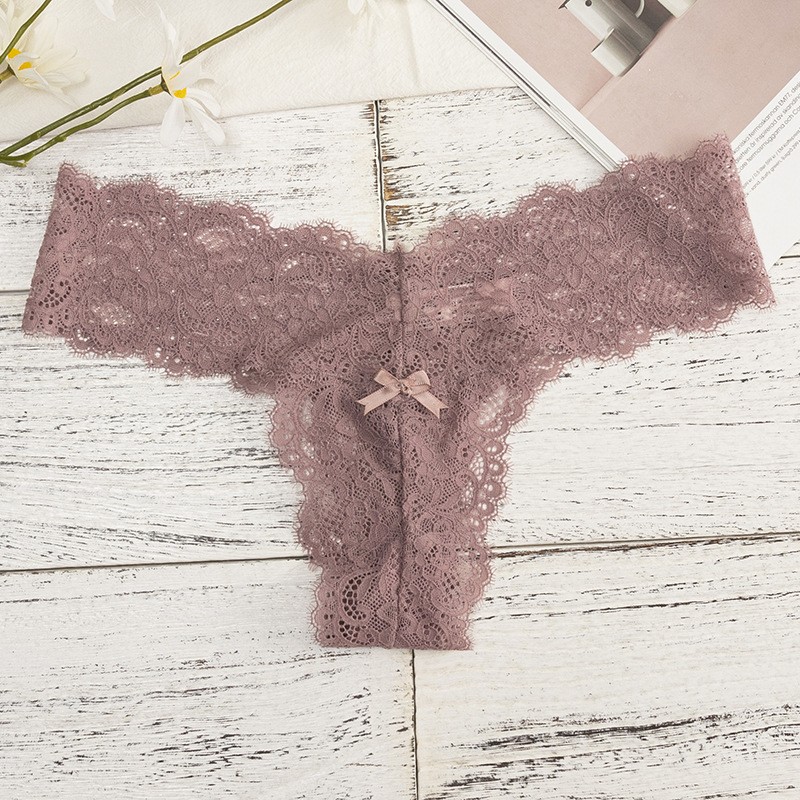 5 Pack Lot Sexy Womens Lace Panties Thongs Underwear See Through Briefs Lingerie