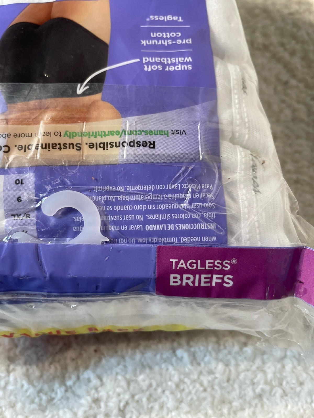 HANES WOMENS 10 PK TAGLESS COTTON BRIEFS UNDERWEAR NO RIDE UP WHITE SZ 9 NEW