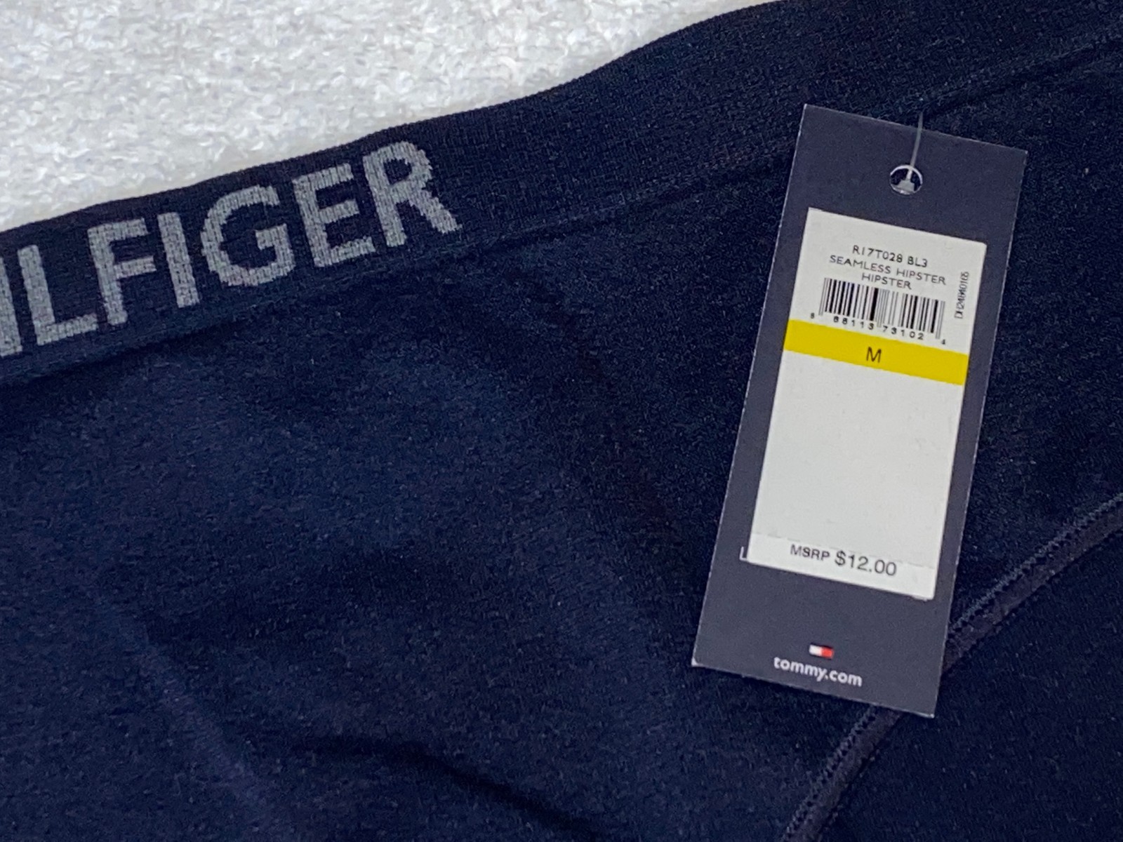 TOMMY HILFIGER Seamless Logo Band Navy Blue Grey Hipster Panty NEW Womens Sz M 6