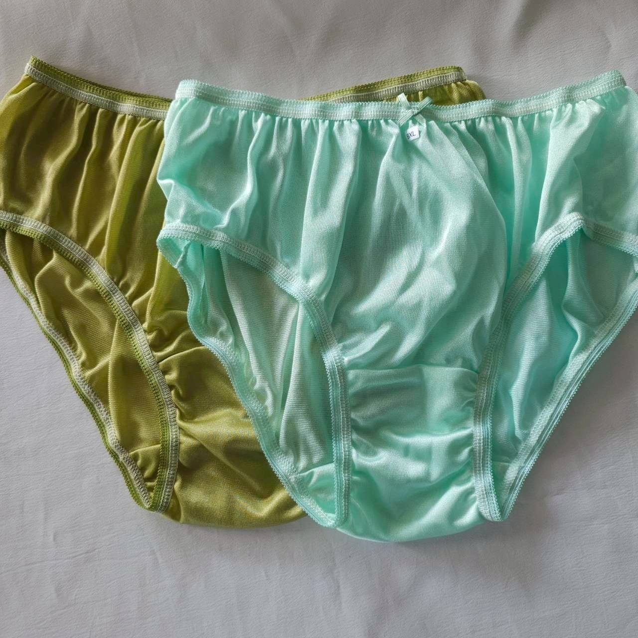 6 Bikini Panties Underwear Woman Men Light Nylon Soft Briefs Hip38″-42″XL/Green