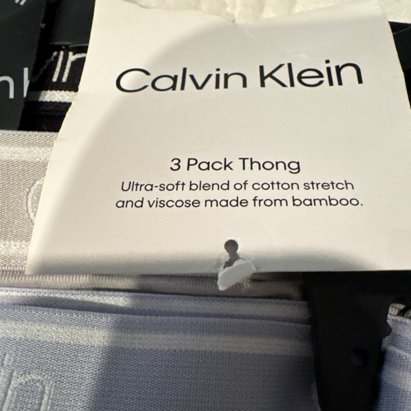 WOMENS SIZE LARGE CALVIN KLEIN THONG UNDERWEAR 3 PAIR BLUE GRAY BLACK