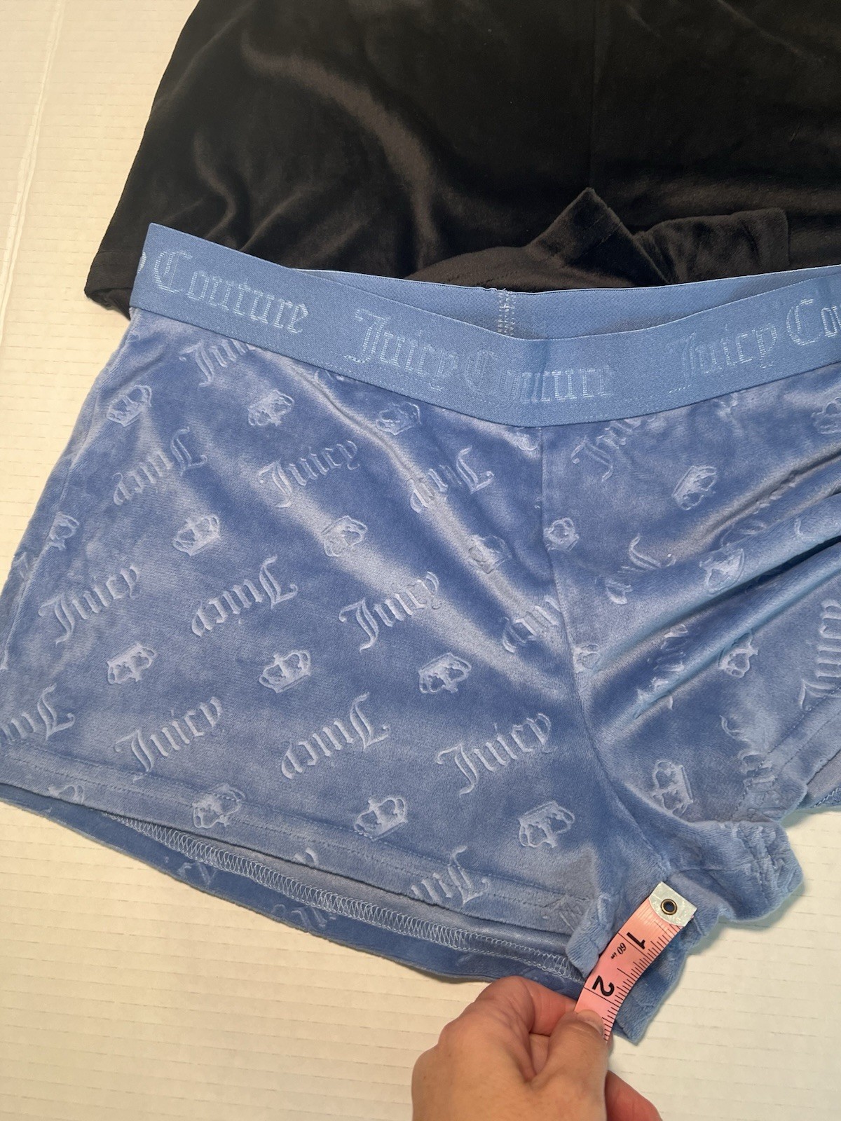 Juicy Couture Women’s Boyshort Pj Shorts 2-Pack Black/Blue Logo Size M