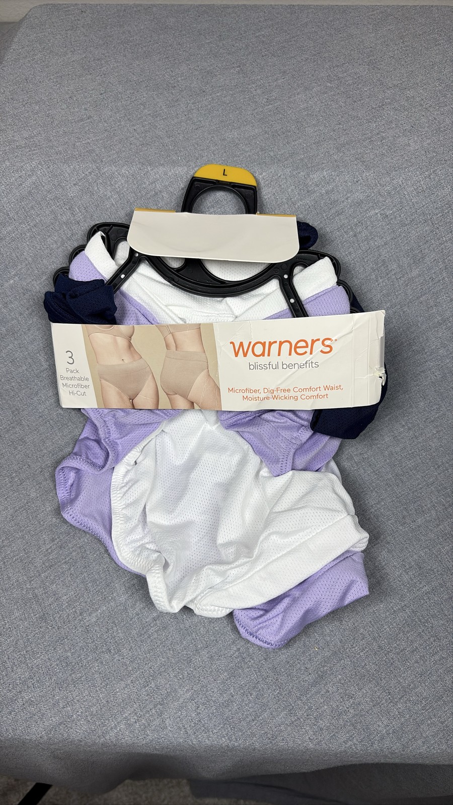 Warners Blissful Benefits Women Microfiber Hi-Cut Panties 3-Pack L