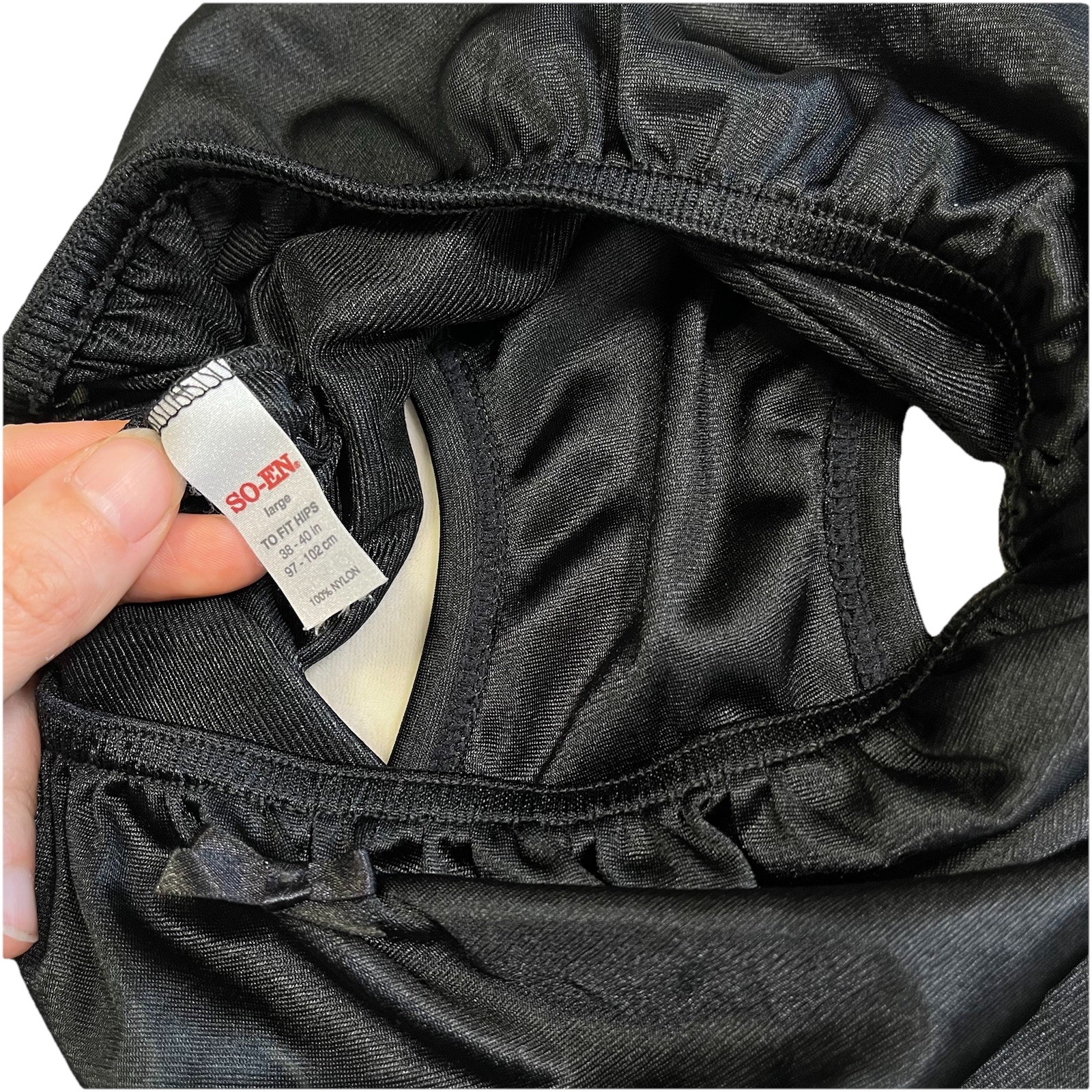 SO-EN Black Nylon Panties Size Large 38-40 Underwear Sissy Knickers Granny