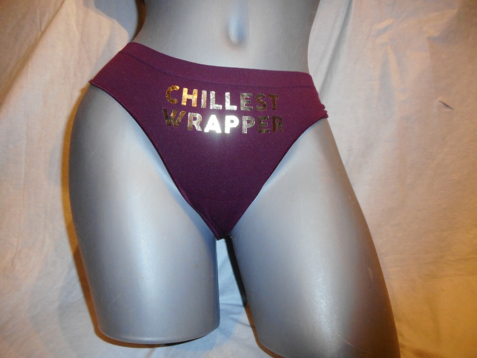 N/W/T Pink By Victoria’s Burgandy/Gold Thong/String Panty Size MEDIUM