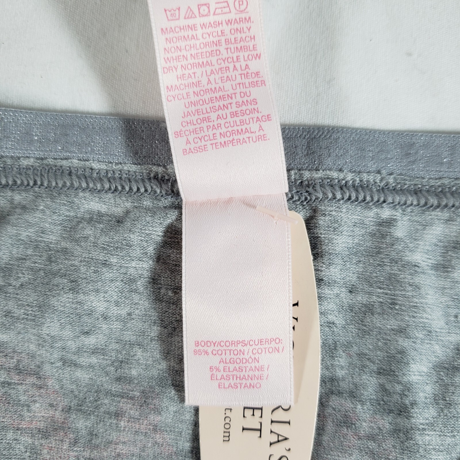 Victoria’s Secret Hiphugger Small Cotton Blend Gray Red Love Me