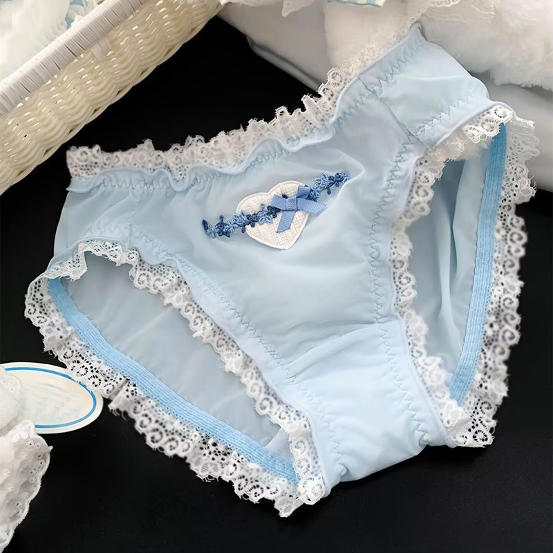 Japanese Cute Girls Bow Panties Briefs Lace School Lolita Kawaii Underpants