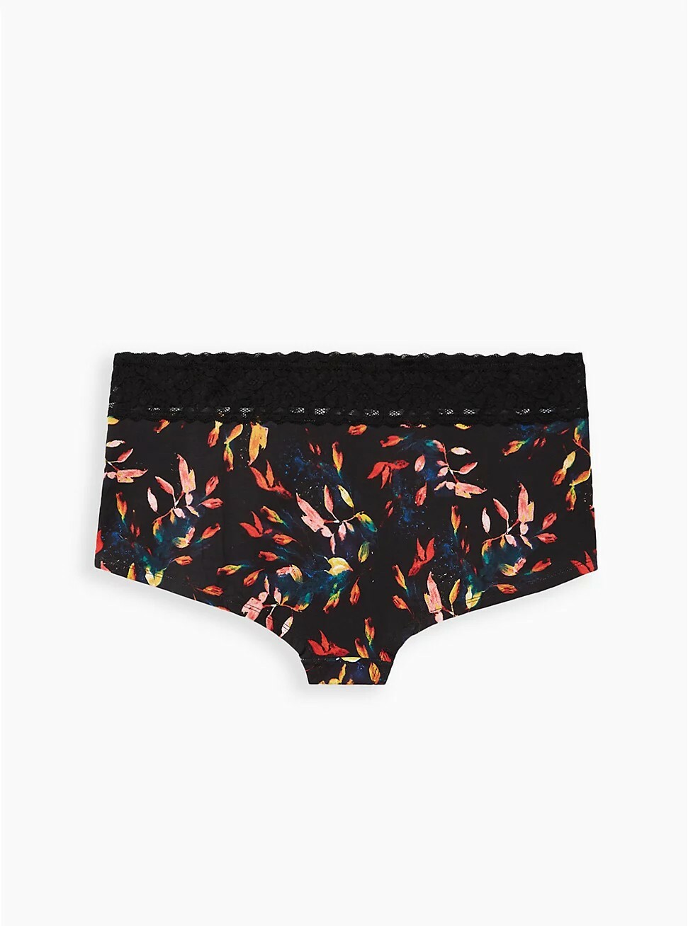 3x Women Cotton Panty Torrid 3 22-24 Wide Lace Boyshort Leaves Black Nwt