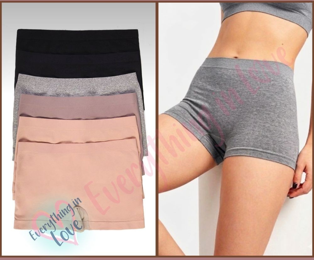 6 Pack Sofra Women’s Seamless Boyshorts Boxer Panty Regular & Plus Size One Size