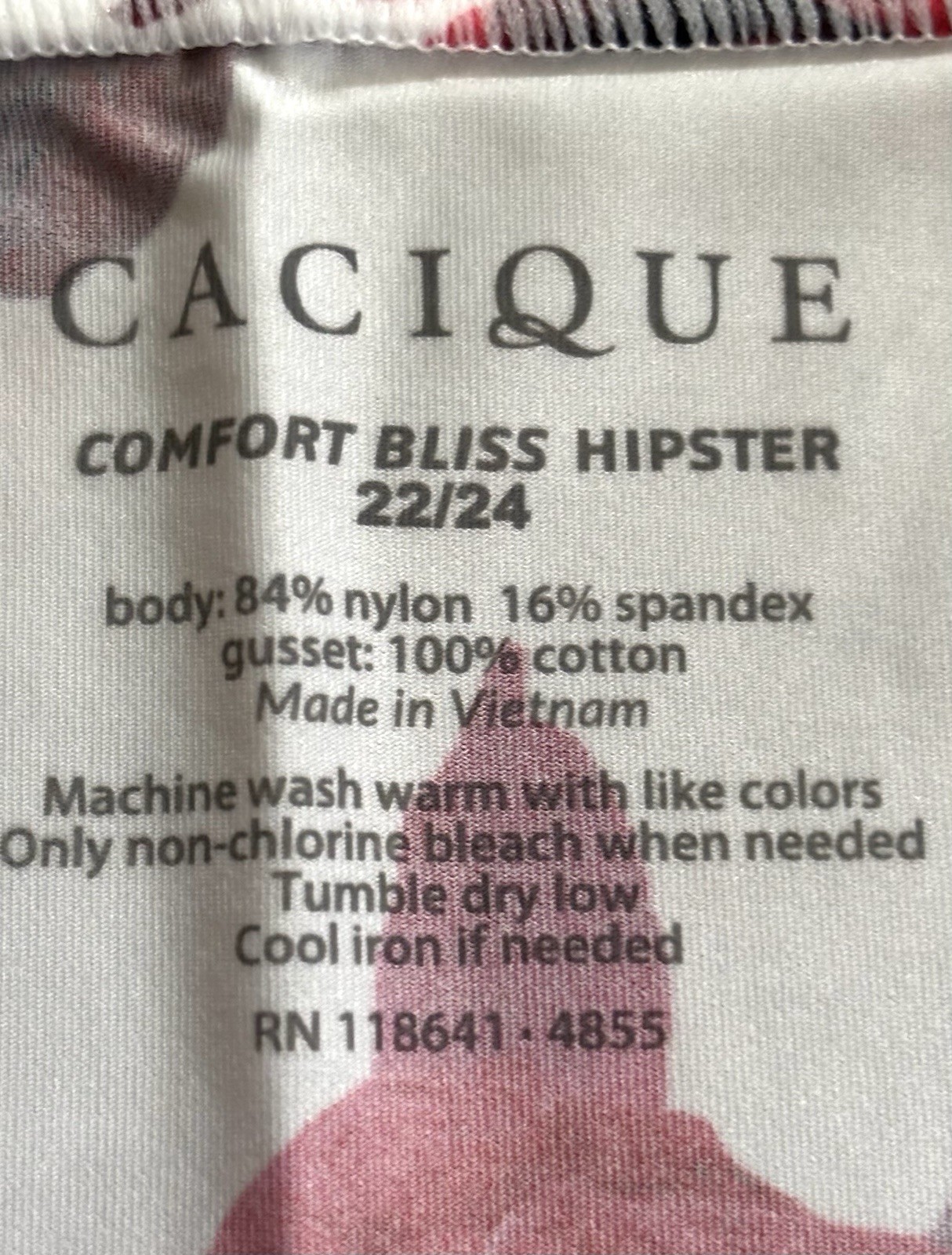 Plus Size 22/24 Lane Bryant Cacique Comfort Bliss Hipster White Pink Red Rose