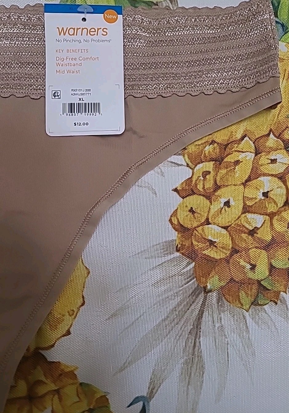 WARNER’S Sz XL~RX101J~Mid Waist No Pinch No Problems Waistband Lace Thong $12.
