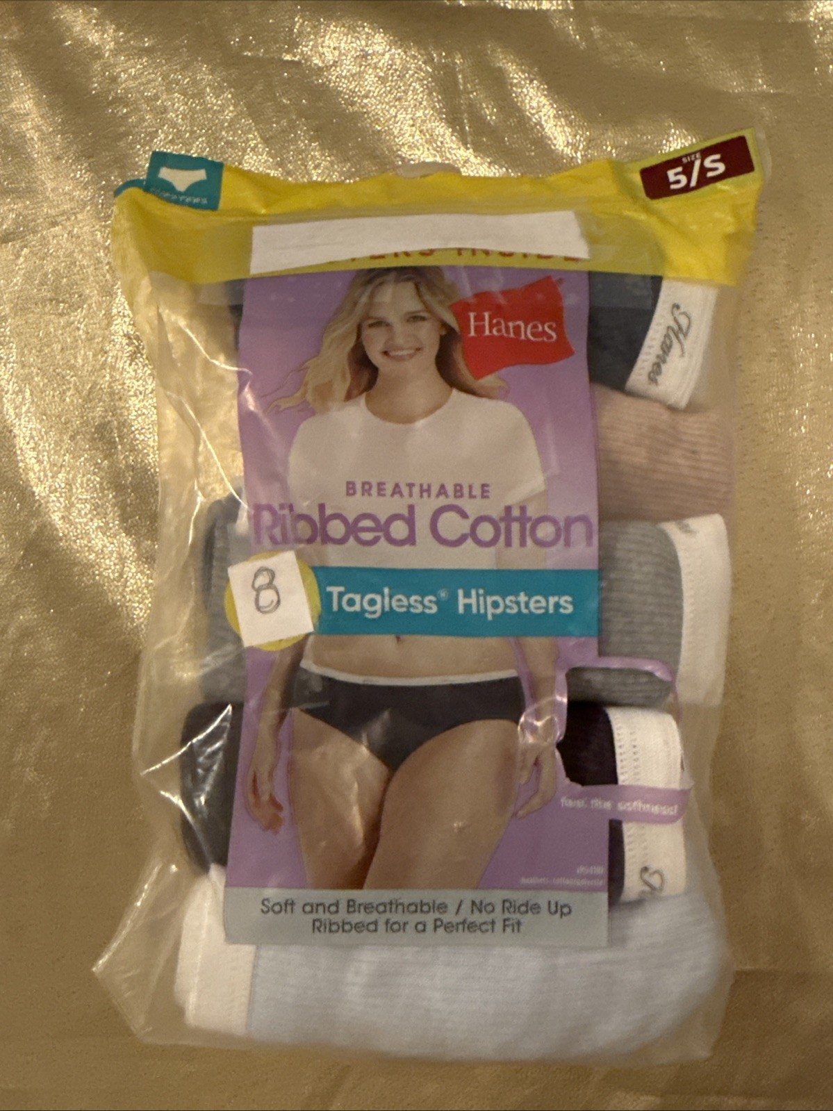 NWT Hanes 8 Pack Ribbed Cotton Blend Hipster Panties Multi Color Size 5/S