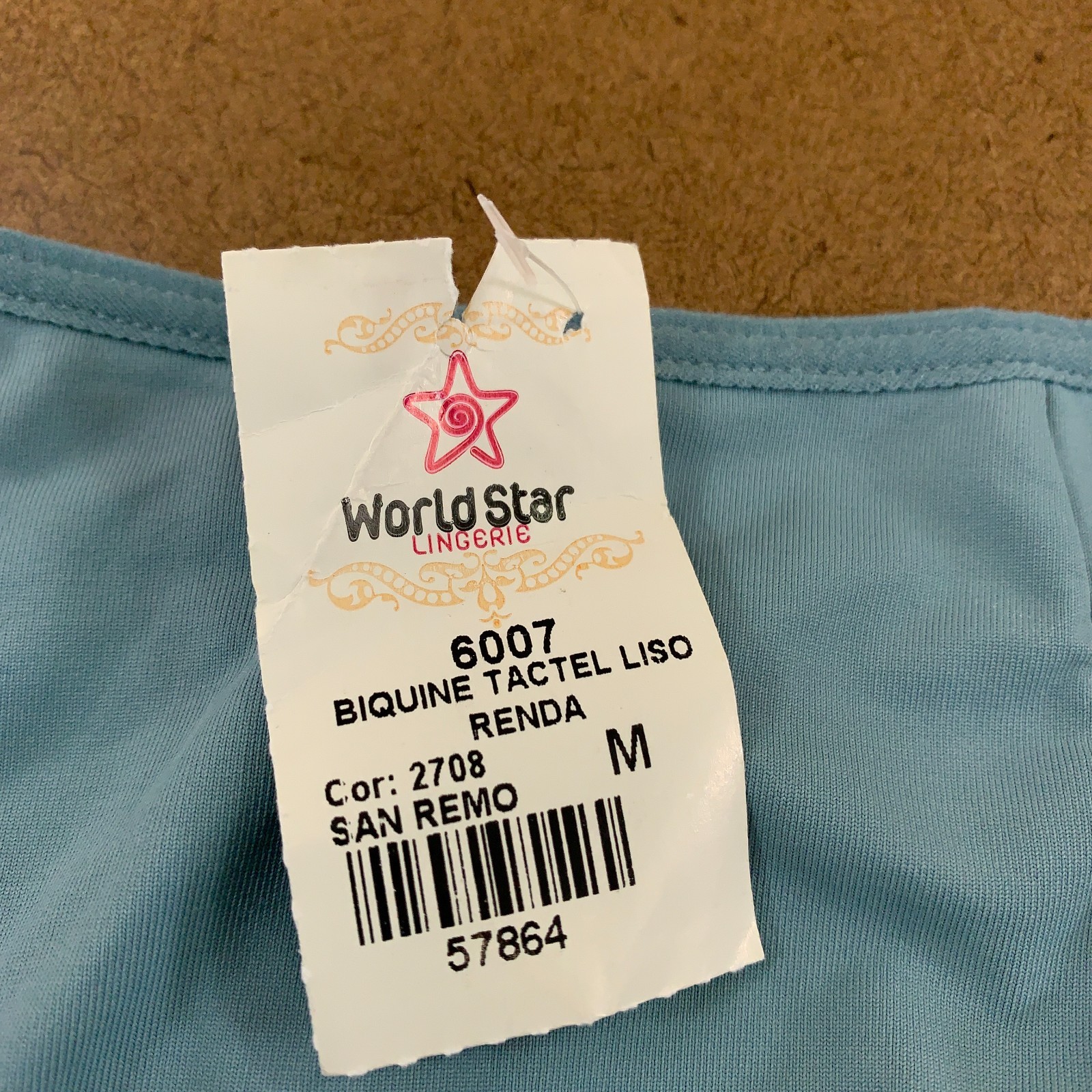 World Star Lingerie Womens Size Medium Teal Lace Back Cheeky Panty NWT