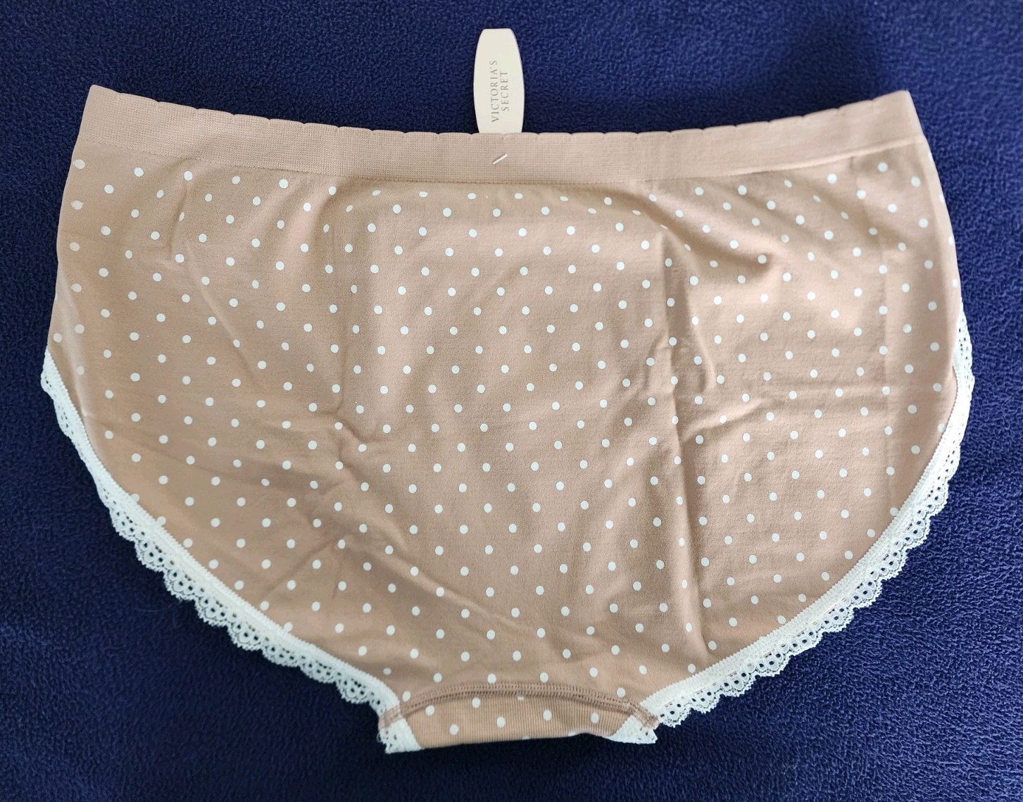 NWT & VINTAGE! Victoria’s Secret High Leg Brief Panty Sz XL Nude Tan/White