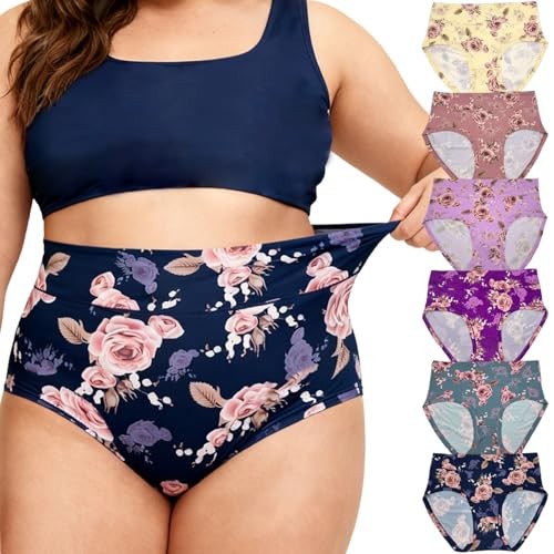 Womens Underwear XL-5XL Plus Size Ladies Panties X-Large Rose Floral Panties